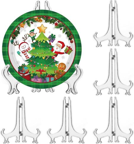 12 Pack 4 Inch Clear Plastic Easels or Stand/Plate Holders to Display Pictures or Other Items at Weddings, Plate Stands for Home Decoration, Birthdays, Tables in Saudi Arabia