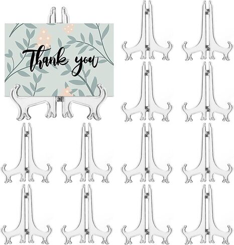 12 Pack 4 Inch Clear Plastic Easels or Stand/Plate Holders to Display Pictures or Other Items at Weddings, Plate Stands for Home Decoration, Birthdays, Tables in Saudi Arabia