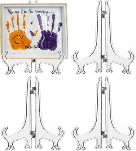 12 Pack 4 Inch Clear Plastic Easels or Stand/Plate Holders to Display Pictures or Other Items at Weddings, Plate Stands for Home Decoration, Birthdays, Tables in Saudi Arabia