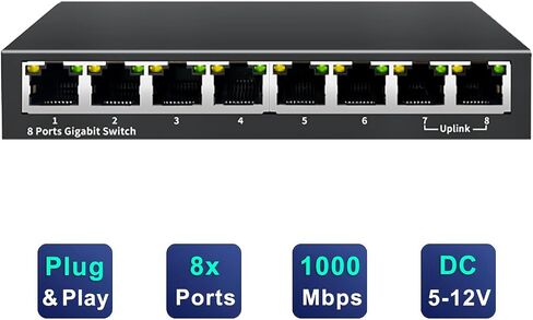 محول إيثرنت 5 منافذ 2.5 جيجا بايت مع وصلة 10 جيجا SFP+، 1000/2500 ميجا بت في الثانية، محول شبكة 2.5 جيجا بايت غير مُدار، التوصيل والتشغيل، سطح المكتب/التركيب على الحائط، تصميم معدني بدون مروحة. in Saudi Arabia