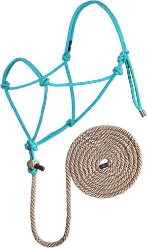 Harrison Howard Durable Rope Halter with Lead Rope Set Versatile Design 2 Knots Rope Halter Black Large in Saudi Arabia