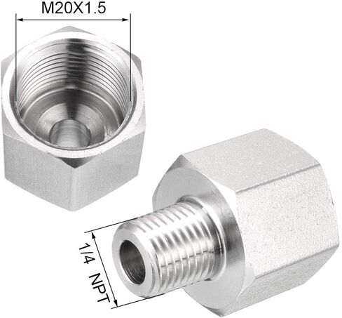 محول مخفض تركيب الأنابيب uxcell 1/2 NPT ذكر إلى M14X1.5 أنثى، من الفولاذ المقاوم للصدأ لقياس ضغط الهواء وزيت الماء in Kuwait
