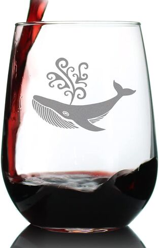 Whale Stemless Wine Glass - Beach Themed Decor and Gifts for Whale Lovers - Large 17 Oz Glasses in Saudi Arabia
