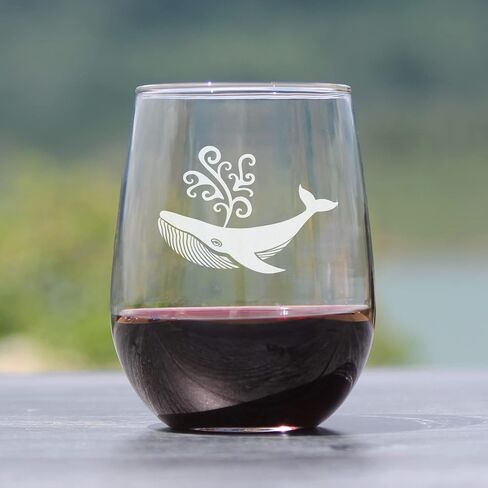 Whale Stemless Wine Glass - Beach Themed Decor and Gifts for Whale Lovers - Large 17 Oz Glasses in Saudi Arabia