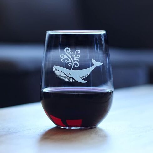Whale Stemless Wine Glass - Beach Themed Decor and Gifts for Whale Lovers - Large 17 Oz Glasses in Saudi Arabia