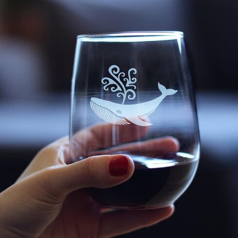Whale Stemless Wine Glass - Beach Themed Decor and Gifts for Whale Lovers - Large 17 Oz Glasses in Saudi Arabia