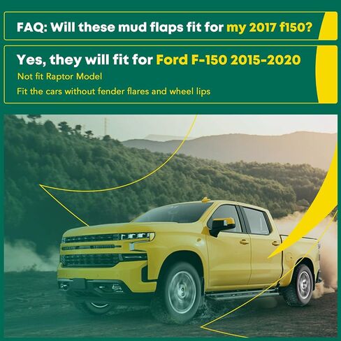 مجموعة YHTAUTO مكونة من 4 قطع من ملحقات واقيات الطين والرذاذ البديلة لسيارة Ford F-150 2015-2020 بيك اب، بدون مشاعل حاجز المصنع، أمامي وخلفي LH RH، أسود in Kuwait