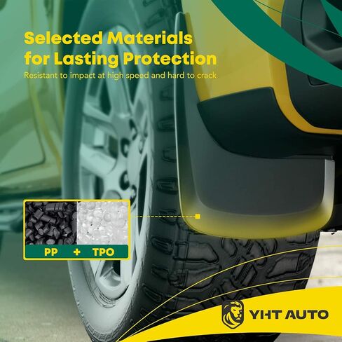 مجموعة YHTAUTO مكونة من 4 قطع من ملحقات واقيات الطين والرذاذ البديلة لسيارة Ford F-150 2015-2020 بيك اب، بدون مشاعل حاجز المصنع، أمامي وخلفي LH RH، أسود in Kuwait