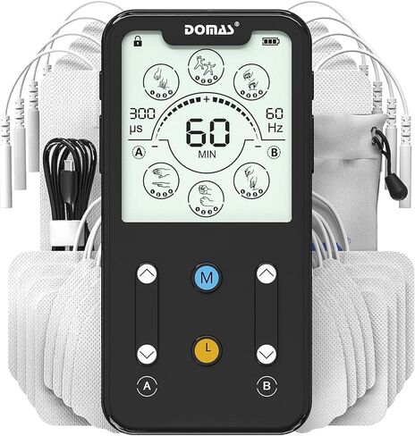 DOMAS TENS Unit Muscle Stimulator, Independent Channel TENS EMS Muscle Stimulator with Adjustable Pulse Width and Frequency in Kuwait