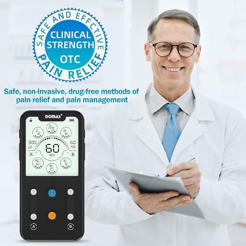 DOMAS TENS Unit Muscle Stimulator, Independent Channel TENS EMS Muscle Stimulator with Adjustable Pulse Width and Frequency in Kuwait