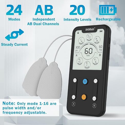 DOMAS TENS Unit Muscle Stimulator, Independent Channel TENS EMS Muscle Stimulator with Adjustable Pulse Width and Frequency in Kuwait