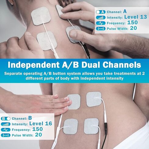 DOMAS TENS Unit Muscle Stimulator, Independent Channel TENS EMS Muscle Stimulator with Adjustable Pulse Width and Frequency in Kuwait
