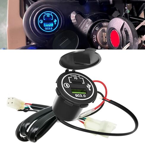 شاحن USB للدراجات النارية، 12 فولت شحن سريع 3.0 Type-c PD مجموعة منافذ USB مزدوجة متوافقة مع Honda Hunter Cub Trail 125 CT125 (2019-2022) in Saudi Arabia