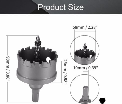 Utoolmart 58mm Carbide Hole Cutter, TCT Hole Saws for 5mm Stainless Steel Metal Sheet in Saudi Arabia