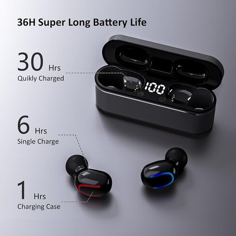 Bluetooth Earbuds Wireless Ear Buds Touch Control Wireless Earphones with HiFi Stereo Audio, Noise Reduction, IPX7 Waterproof Headphones, LED Charging Case, Built-in Mic for Sport/Work/Travel Black in Saudi Arabia