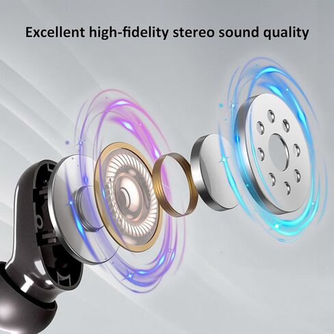 Bluetooth Earbuds Wireless Ear Buds Touch Control Wireless Earphones with HiFi Stereo Audio, Noise Reduction, IPX7 Waterproof Headphones, LED Charging Case, Built-in Mic for Sport/Work/Travel Black in Saudi Arabia