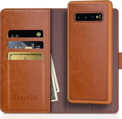 XcaseBar for Samsung Galaxy S10+/S10 Plus Wallet case with Zipper Credit Card Holder【RFID Blocking】, Flip Folio Book PU Leather Phone case Shockproof Cover Women Men for Samsung S10+ case Wine Red in Saudi Arabia