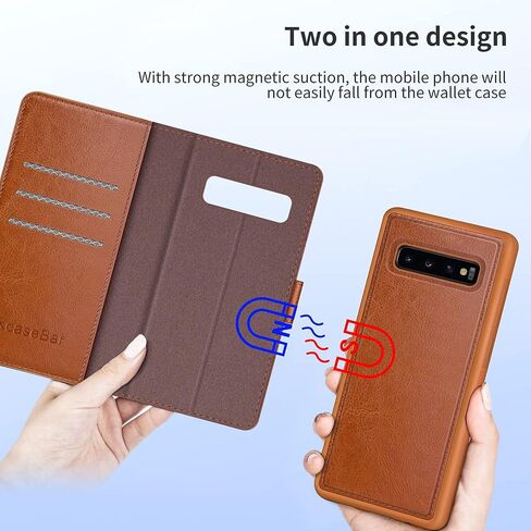 XcaseBar for Samsung Galaxy S10+/S10 Plus Wallet case with Zipper Credit Card Holder【RFID Blocking】, Flip Folio Book PU Leather Phone case Shockproof Cover Women Men for Samsung S10+ case Wine Red in Saudi Arabia