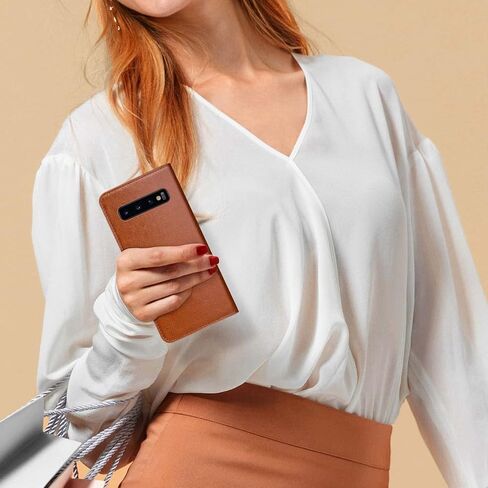 XcaseBar for Samsung Galaxy S10+/S10 Plus Wallet case with Zipper Credit Card Holder【RFID Blocking】, Flip Folio Book PU Leather Phone case Shockproof Cover Women Men for Samsung S10+ case Wine Red in Saudi Arabia