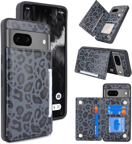 iCoverCase Compatible with Google Pixel 7 Case with Card Holder, Wallet Phone Case for Women Men [RFID Blocking] PU Leather Protective Wallet Case for Pixel 7 (Black) in Saudi Arabia