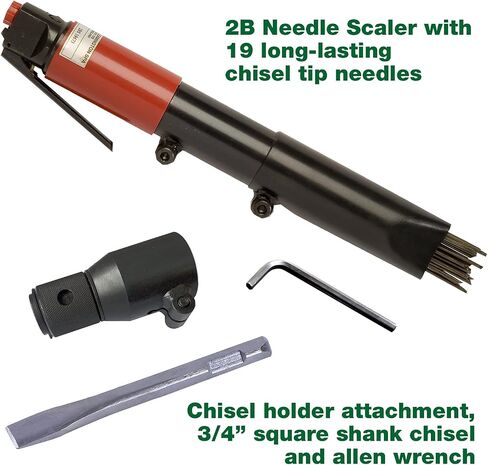 CS Unitec | 2B Needle Scaler | 19 Needle Air Chisel | Professional Grade 3000 BPM Inline Grip | Air Power 5.5 CFM - 121.2099 in Saudi Arabia