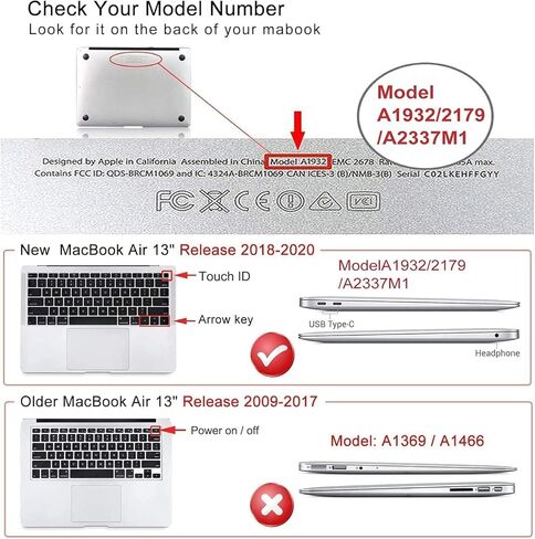 حافظة iCasso متوافقة مع جهاز MacBook Air 13 بوصة 2021 2020 2019 2018 إصدار A1932 A2179 M1 A2337، حافظة جلدية صلبة من البلاستيك + غطاء لوحة مفاتيح + واقي شاشة، زهور خضراء منقوشة in Kuwait