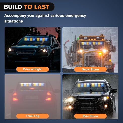 Nilight 32LED أضواء الطوارئ القوية باللون الأحمر والأبيض مع كؤوس شفط للتحكم في التحذير من المخاطر الداخلية للزجاج الأمامي الأمامي/الخلفي شريط إضاءة مقسم لمركبات بناء الشاحنات، ضمان لمدة عامين in Saudi Arabia