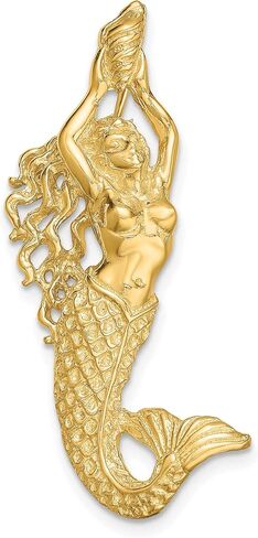 14k Yellow Gold Polished And Textured Mermaid Chain Slide 39x15mm in Saudi Arabia