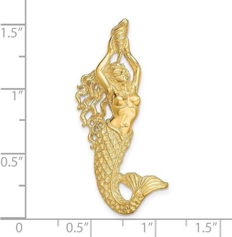 14k Yellow Gold Polished And Textured Mermaid Chain Slide 39x15mm in Saudi Arabia