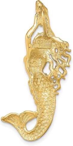 14k Yellow Gold Polished And Textured Mermaid Chain Slide 39x15mm in Saudi Arabia