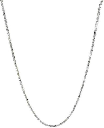 Verona Jewelers Sterling Silver Diamond Cut 2MM Sparkle Chain Necklace Criss cross Necklace- Shiny Necklace Sparkling Chain Sterling Silver Necklace in Kuwait