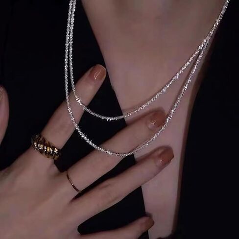 Verona Jewelers Sterling Silver Diamond Cut 2MM Sparkle Chain Necklace Criss cross Necklace- Shiny Necklace Sparkling Chain Sterling Silver Necklace in Kuwait