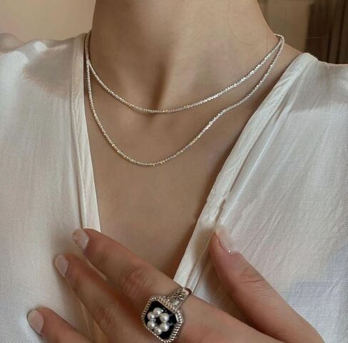 Verona Jewelers Sterling Silver Diamond Cut 2MM Sparkle Chain Necklace Criss cross Necklace- Shiny Necklace Sparkling Chain Sterling Silver Necklace in Kuwait