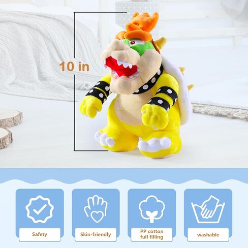 مجموعة Bowser Plush، مجموعة حيوانات ماريو المحشوة من Bowser مقاس 25.4 سم باللون الأصفر - هدية رائعة لمحبي ماريو والأطفال in Saudi Arabia