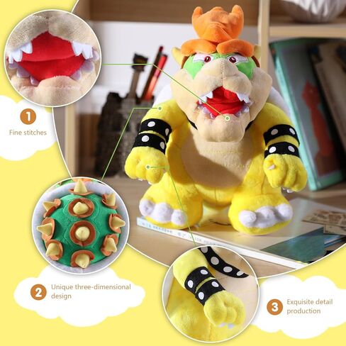 مجموعة Bowser Plush، مجموعة حيوانات ماريو المحشوة من Bowser مقاس 25.4 سم باللون الأصفر - هدية رائعة لمحبي ماريو والأطفال in Saudi Arabia