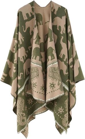 Women's Elephant Shawl Wrap Poncho Open Front Shawls Poncho Capes Travel Pashmina Shawls Fall Winter 2023 in Saudi Arabia