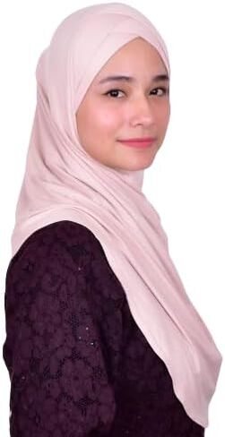 Mu Lan 4-Pleated Instant Hijab | Handmade from Rib Cotton | One Piece Easy Slip On Practical and Comfortable(L Size) in Kuwait