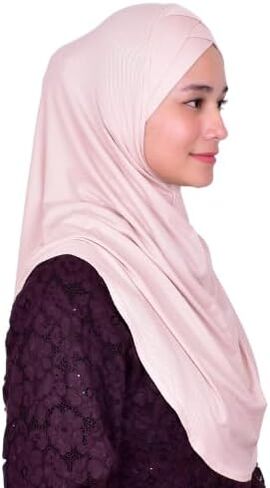 Mu Lan 4-Pleated Instant Hijab | Handmade from Rib Cotton | One Piece Easy Slip On Practical and Comfortable(L Size) in Kuwait