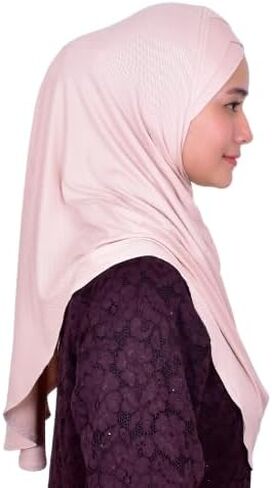 Mu Lan 4-Pleated Instant Hijab | Handmade from Rib Cotton | One Piece Easy Slip On Practical and Comfortable(L Size) in Kuwait