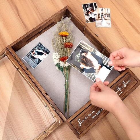 إطار صندوق ظل عميق كبير مقاس 11 × 16 مع أدراج وأرفف قابلة للإزالة، صناديق ظل خشبية تعرض حالات للصور، زهور، مجموعات تذكارات تذكارية، ميداليات، هدايا زفاف، هدايا دش الزفاف in Kuwait