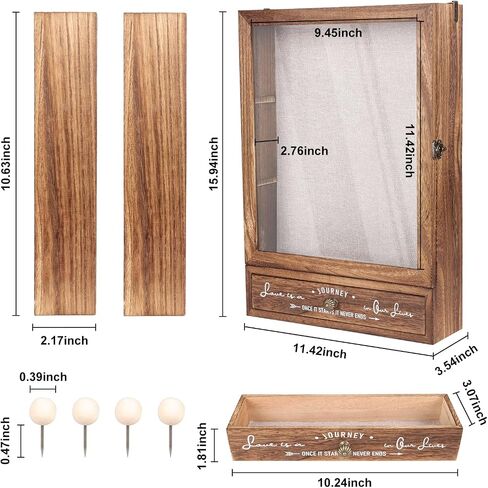 إطار صندوق ظل عميق كبير مقاس 11 × 16 مع أدراج وأرفف قابلة للإزالة، صناديق ظل خشبية تعرض حالات للصور، زهور، مجموعات تذكارات تذكارية، ميداليات، هدايا زفاف، هدايا دش الزفاف in Kuwait