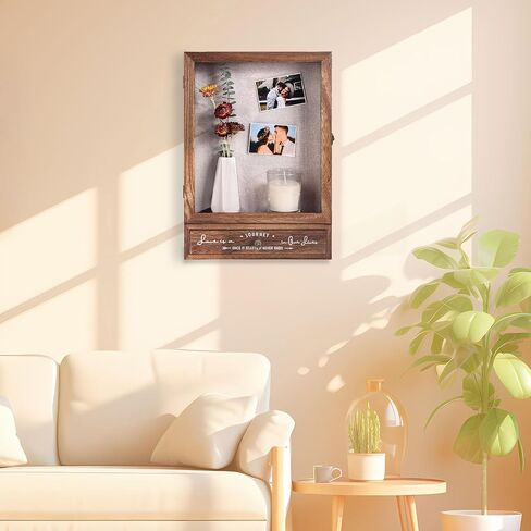 إطار صندوق ظل عميق كبير مقاس 11 × 16 مع أدراج وأرفف قابلة للإزالة، صناديق ظل خشبية تعرض حالات للصور، زهور، مجموعات تذكارات تذكارية، ميداليات، هدايا زفاف، هدايا دش الزفاف in Kuwait