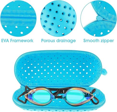 Swim Goggle Case for Swimming Goggles, Zipper Protective Cases with Drain Hole for Goggles Eyeglasses Swimming Accessories in Saudi Arabia