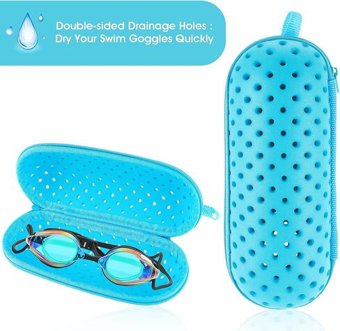 Swim Goggle Case for Swimming Goggles, Zipper Protective Cases with Drain Hole for Goggles Eyeglasses Swimming Accessories in Saudi Arabia