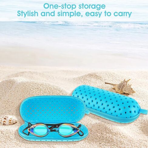 Swim Goggle Case for Swimming Goggles, Zipper Protective Cases with Drain Hole for Goggles Eyeglasses Swimming Accessories in Saudi Arabia