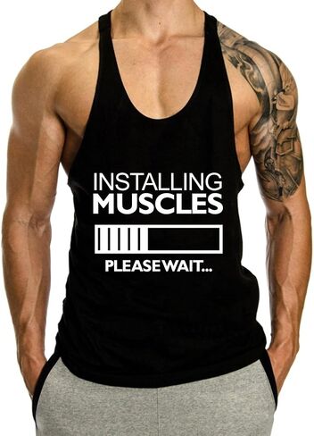 Men's Gym Workout Tank Tops Y-Back Muscle Sleeveless Bodybuilding Fitness T-Shirts in Saudi Arabia