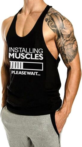 Men's Gym Workout Tank Tops Y-Back Muscle Sleeveless Bodybuilding Fitness T-Shirts in Saudi Arabia