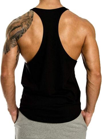 Men's Gym Workout Tank Tops Y-Back Muscle Sleeveless Bodybuilding Fitness T-Shirts in Saudi Arabia