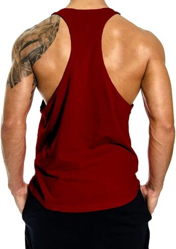 Men's Gym Workout Tank Tops Y-Back Muscle Sleeveless Bodybuilding Fitness T-Shirts in Saudi Arabia