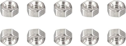 صواميل سداسية M1.2x0.25mm(DxP) - 200 عبوة - جيدة لإصلاح المرآب المنزلي - صواميل سداسية مطلية بالنيكل والنحاس - لون فضي in Kuwait